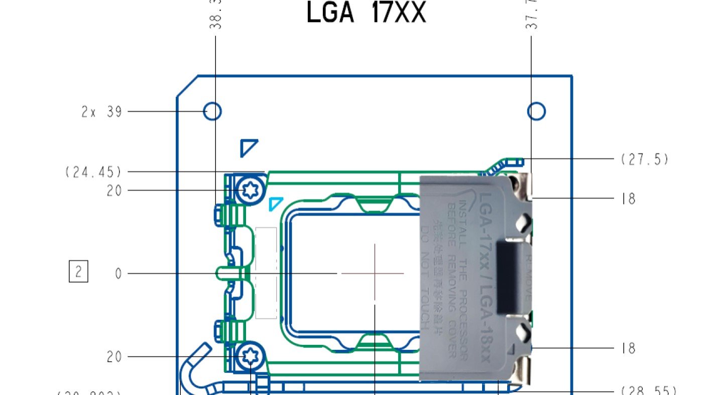Intel LGA 1700 e LGA 1800 tem design vazado